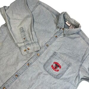 VTG Pro Edge‎ Men's Denim Chicago Bulls Basketball Jean Button Down Shirt Sz XL